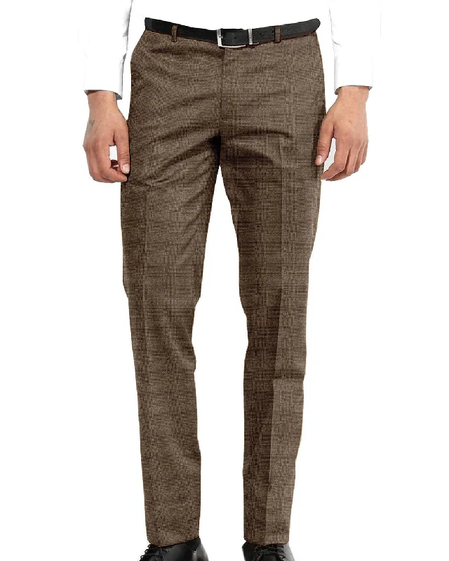 Pants-Vegan-Minnis Flannel: Light Brown Glen Check Pants