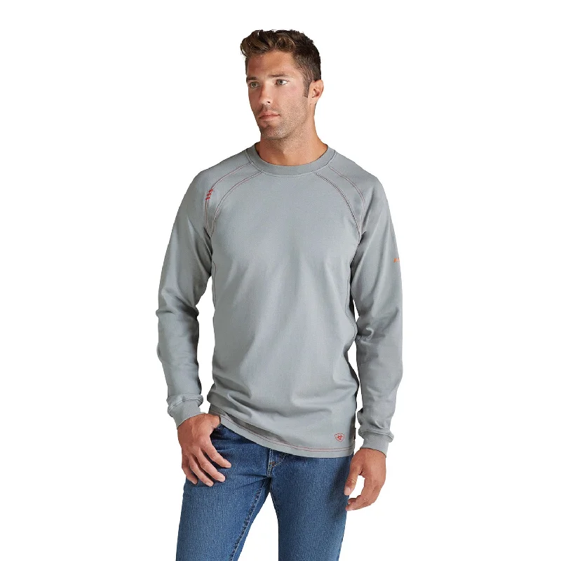 Long-Sleeve-Green-Ariat Men's Flame Resistant Work Crew Long Sleeve T-Shirt