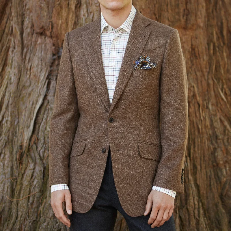 Jacket-Moisture-Wicking-Gregory Caramel Hopsack Twill Wool Silk Jacket