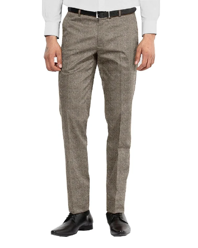 Pants-Straight-Leg-Molloy Plain Donegal Tweed Pants - Lovat Cream