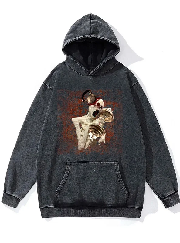 Hoodie-Red-skeleton dumdbell lifting Washed Gym Hoodie