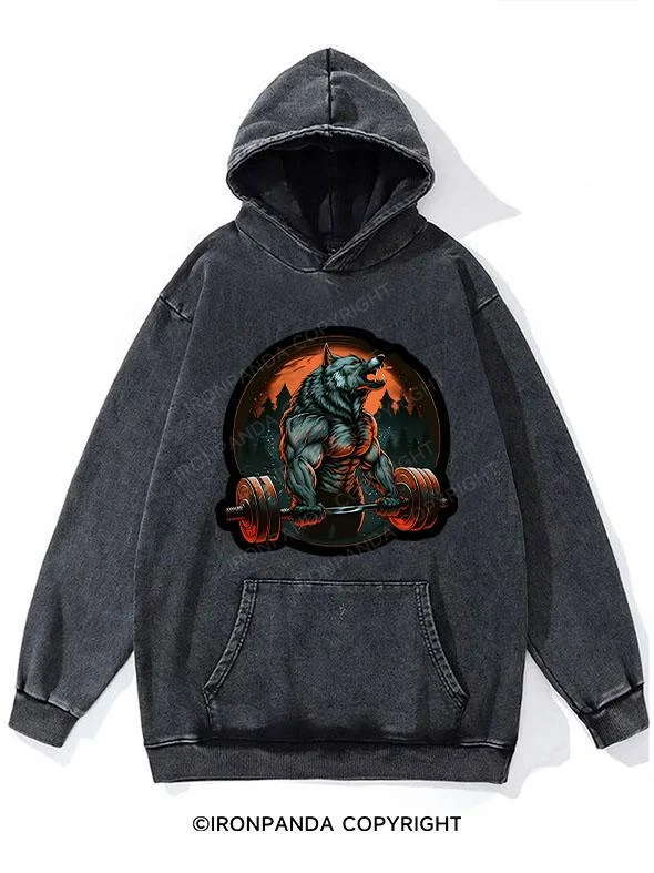 Hoodie-Blue-wolf gym Washed Gym Hoodie