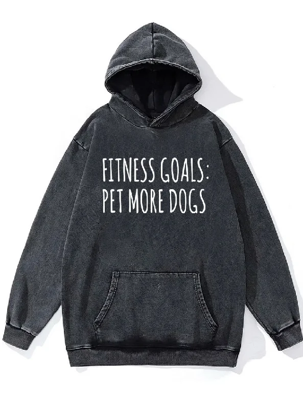 Hoodie-Affordable-FITNESS GOALS PET MORE DOGS Washed Gym Hoodie