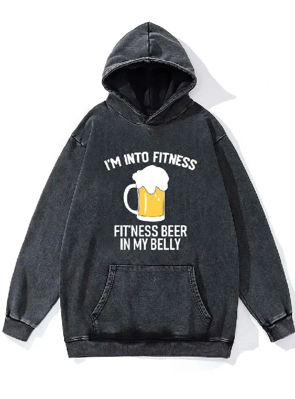 Hoodie-Organic-fitness beer into my belly Washed Gym Hoodie