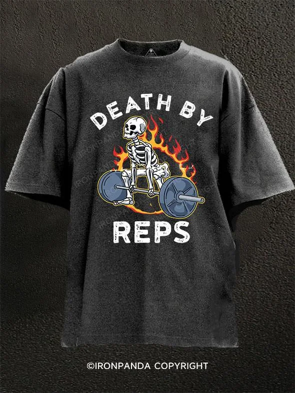 T-Shirt-Brown-Death By Reps  Washed Gym Shirt