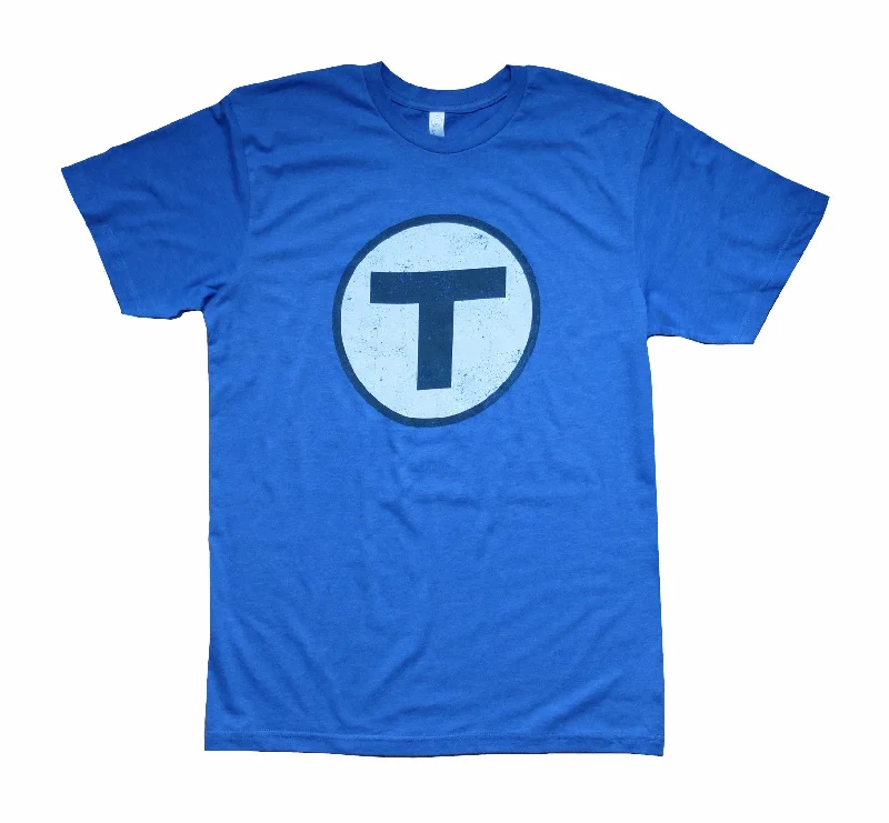 T-Shirt-Breathable-Boston MBTA T Logo Blue T-Shirt (ADULT)