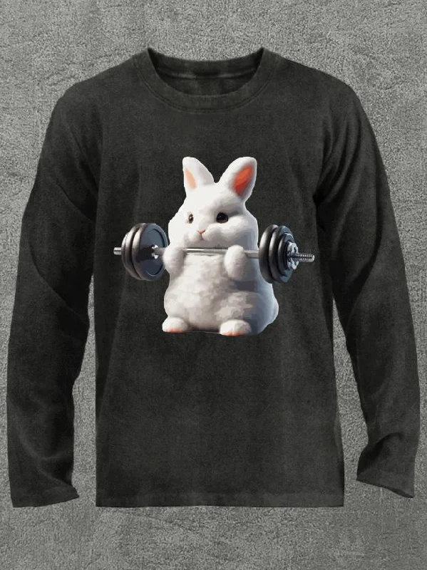 Long-Sleeve-Biker-Weightlifting Rabbit Washed Gym Long Sleeve Shirt