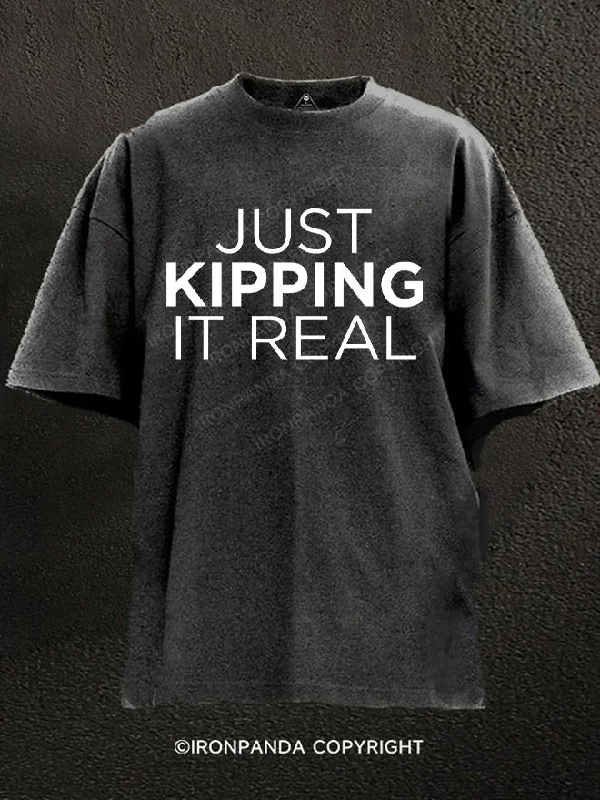 T-Shirt-Long-Sleeve-Just Kipping It Real Washed Gym Shirt