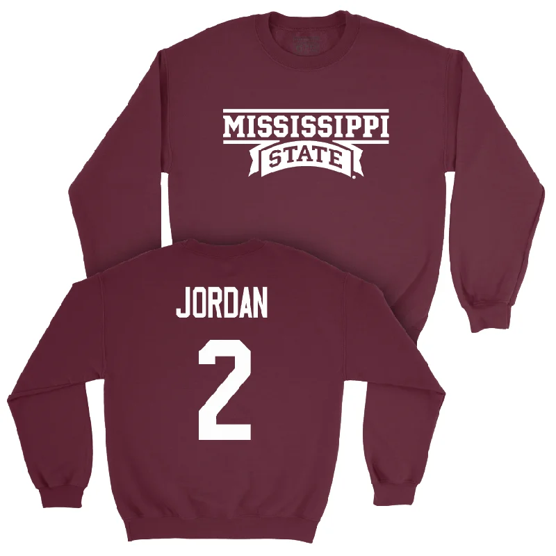 Long-Sleeve-Hooded-Maroon Women's Basketball Team Crew - Jerkaila Jordan