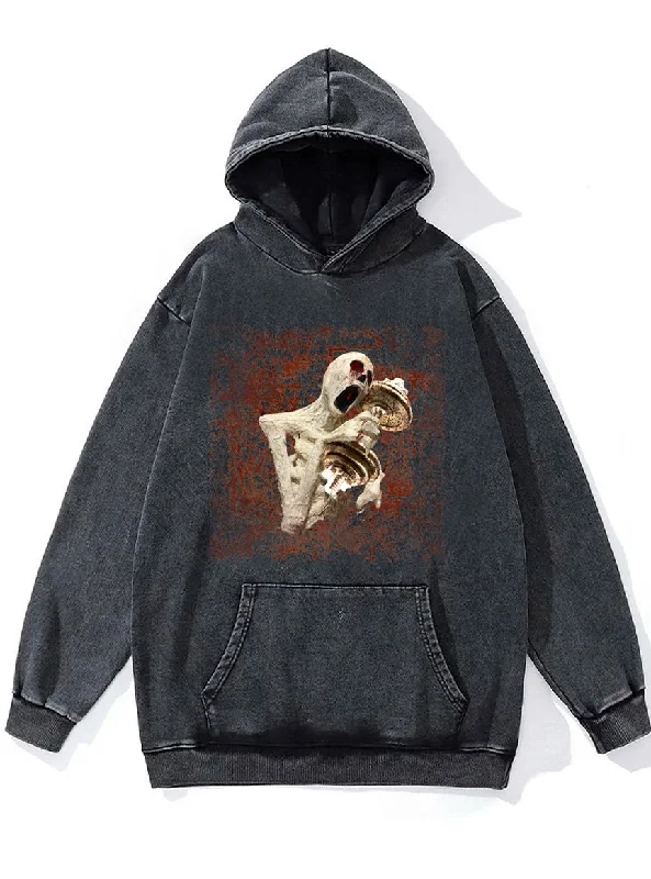 Hoodie-Green-skeleton dumdbell lifting Washed Gym Hoodie