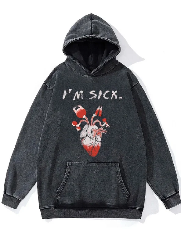 Hoodie-Warm-I'm sick Washed Gym Hoodie