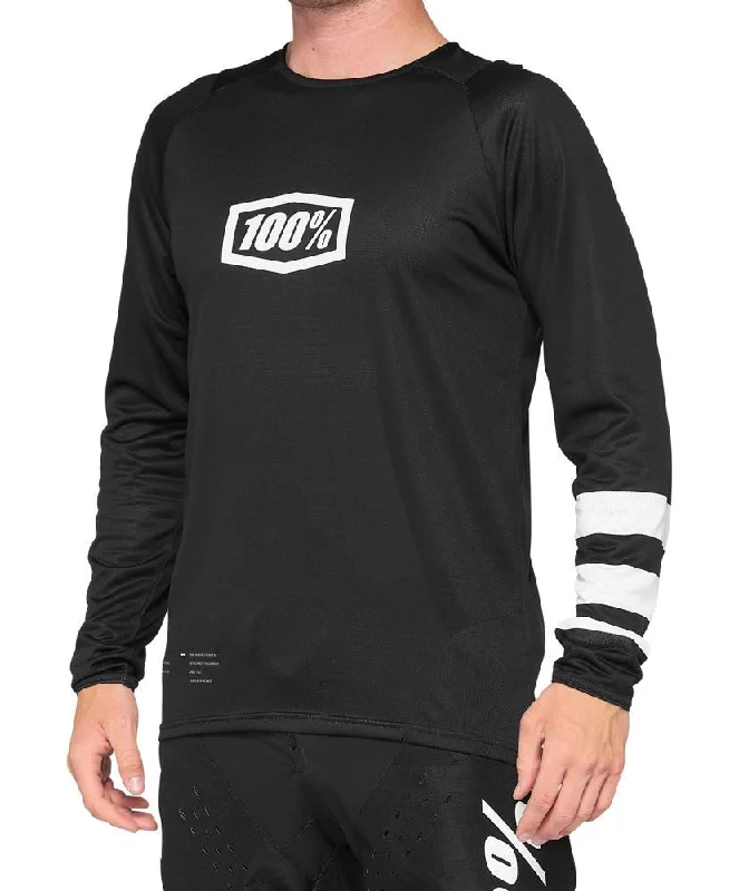 Long-Sleeve-Relaxed-Fit-100% R-Core Long Sleeve MTB Jersey - Black-White - 2022