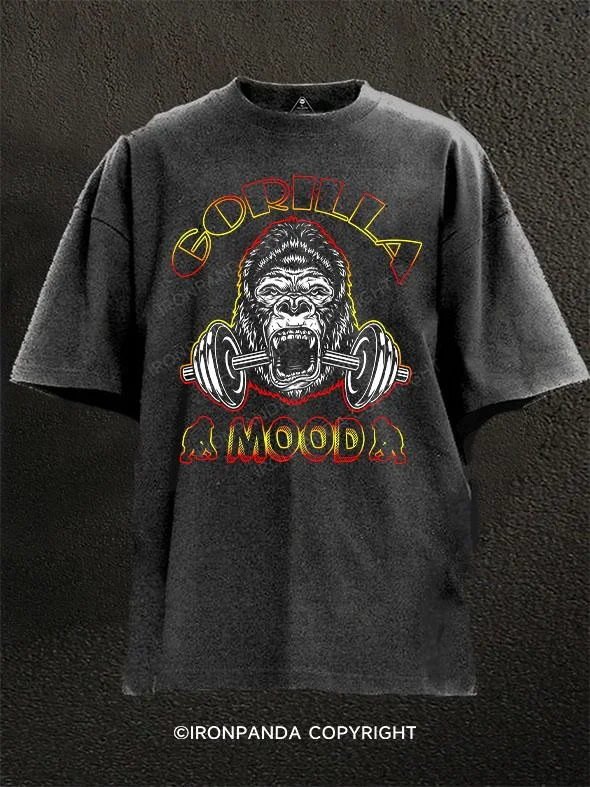 T-Shirt-Red-Gorilla Mood Washed Gym Shirt