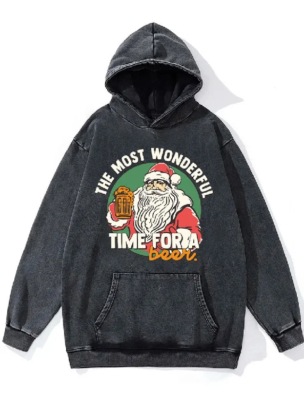 Hoodie-Pullover-the most wonderful time for a beer Washed Gym Hoodie