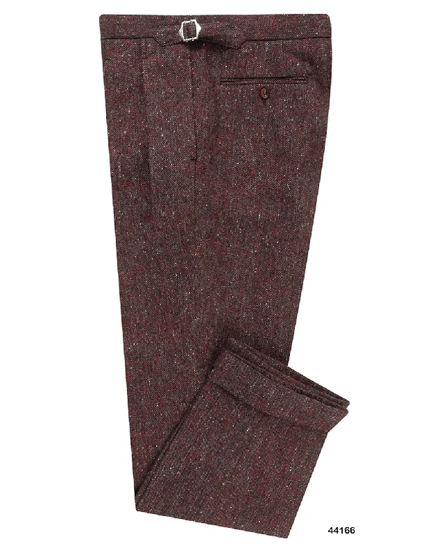 Pants-White-Molloy Plain Donegal Tweed Pants - Maroon