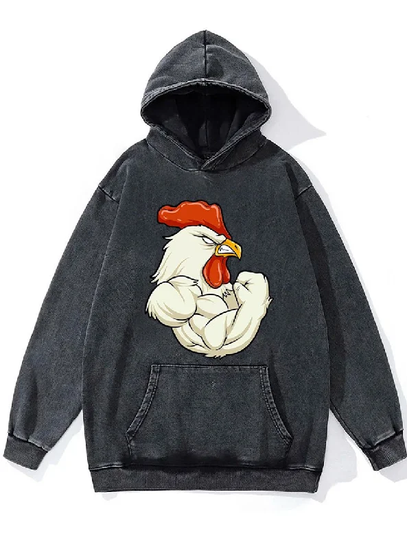 Hoodie-Techwear-rooster at the gym Washed Gym Hoodie