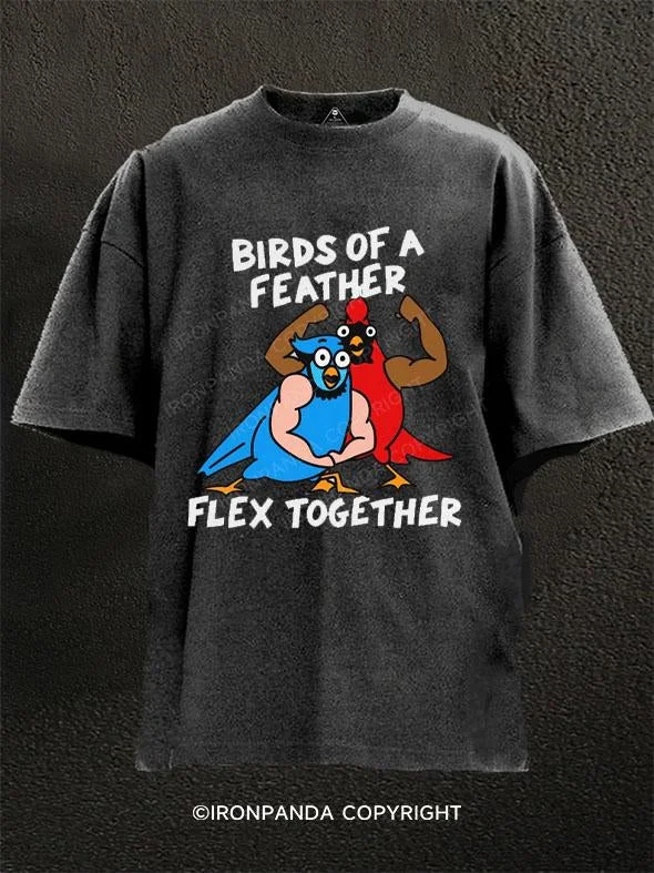 T-Shirt-Plain-Birds Of Feather Flex Together Washed Gym Shirt