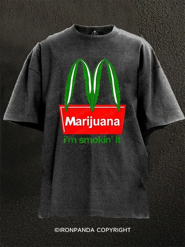 T-Shirt-Striped-Marijuana I'm Smokin It Washed Gym Shirt