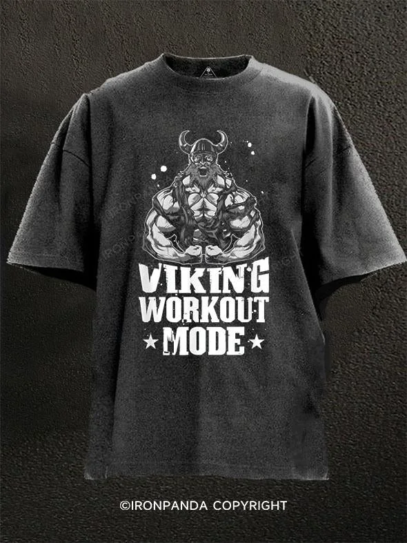 T-Shirt-Y2K-Style-Viking Workout Mode Washed Gym Shirt