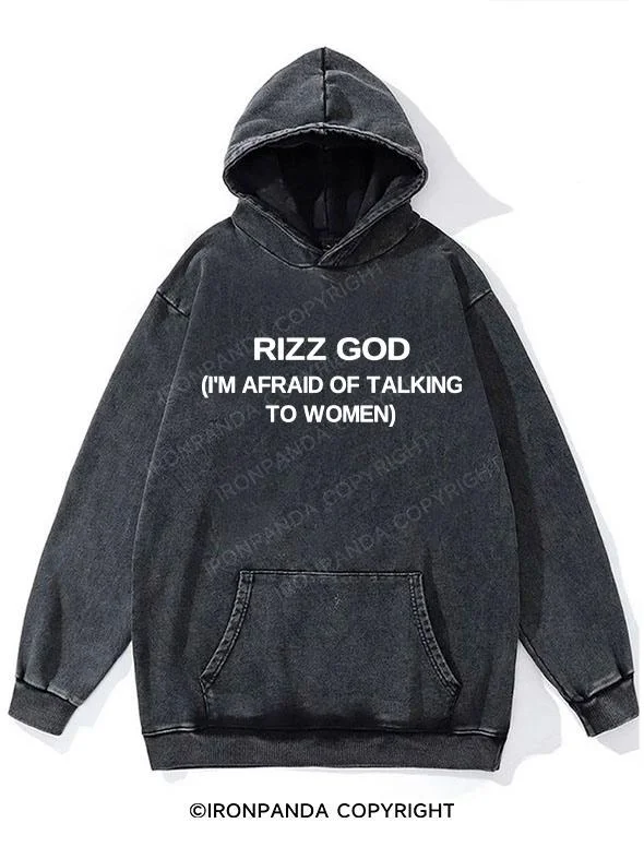 Hoodie-Cotton-Rizz God I'm Afraid Of Talking To Women Washed Gym Hoodie