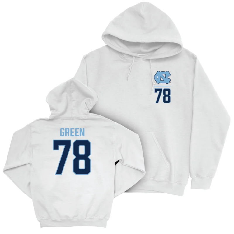 Hoodie-Solid-Color-UNC Football White Logo Hoodie - Trevyon Green