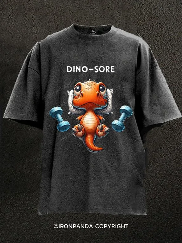 T-Shirt-Quote-Dino sore Washed Gym Shirt