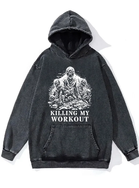 Hoodie-Checked-killing my workout Washed Gym Hoodie