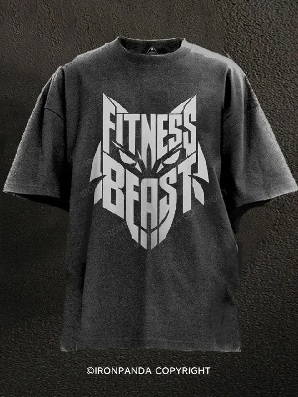 T-Shirt-Lightweight-Fitness Beast wolf Washed Gym Shirt