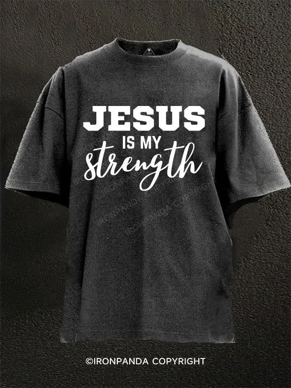 T-Shirt-Designer-Jesus is my strength Washed Gym Shirt