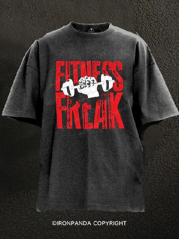 T-Shirt-Checked-Fitness Freak Washed Gym Shirt