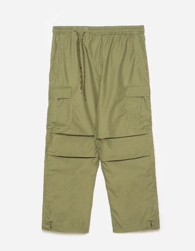 Pants-Warm-5307 Asym Cargo Track Pants Olive OG-107F