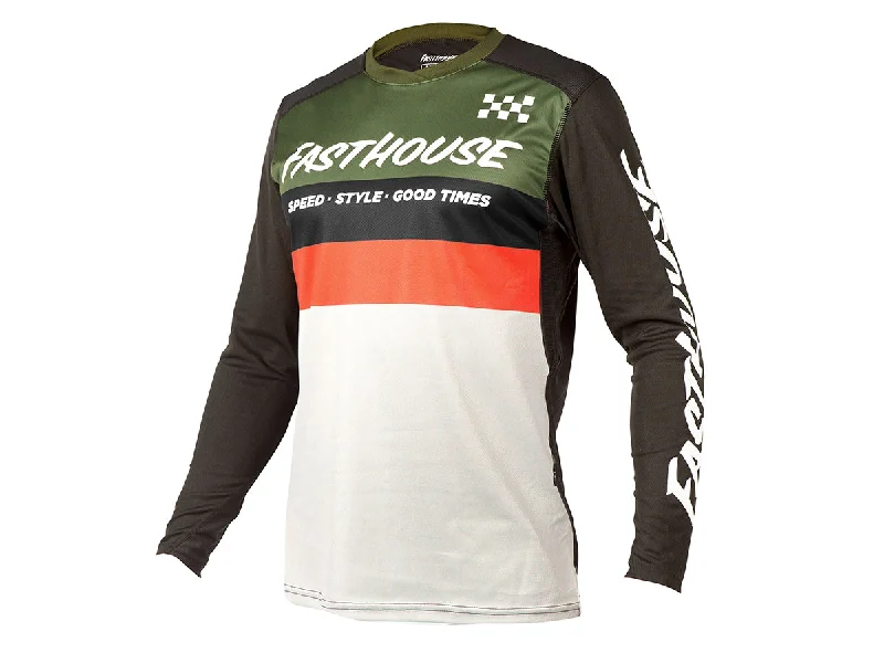 Long-Sleeve-Thermal-Fasthouse Alloy Kilo Long Sleeve MTB Jersey - Youth - Olive-White