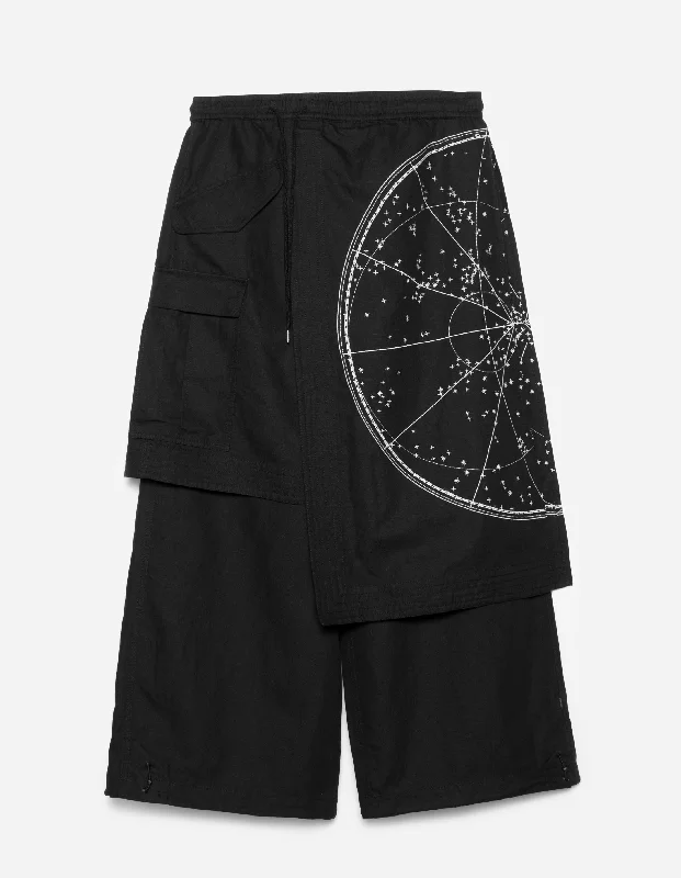 Pants-Lightweight-6017 Celeste Asym Cargo Hakama Pants Black