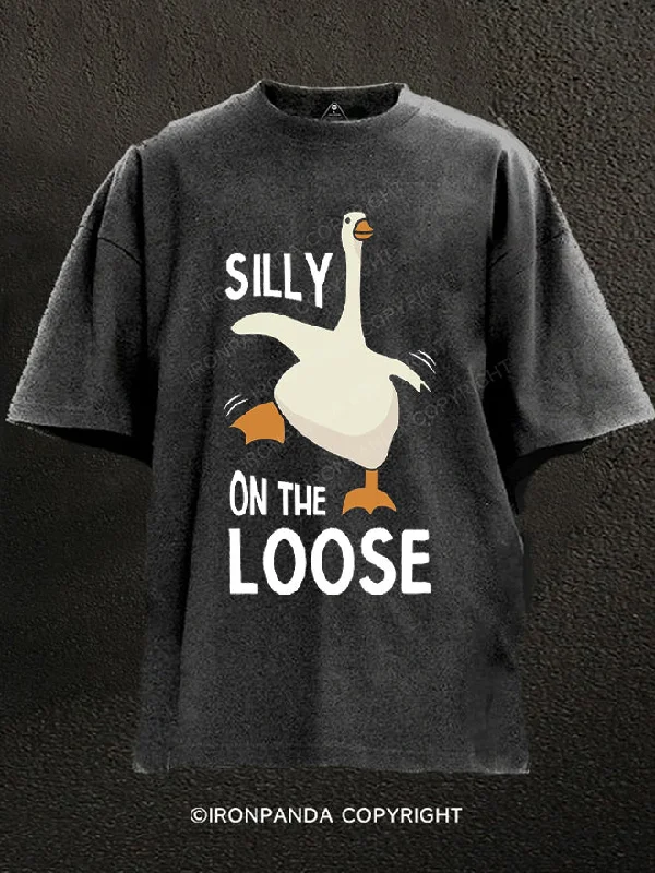 T-Shirt-Muscle-Silly Goose on the loose Washed Gym Shirt