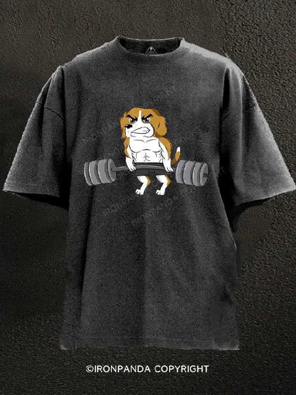 T-Shirt-Thermal-Beagle Weightlifting Washed Gym Shirt