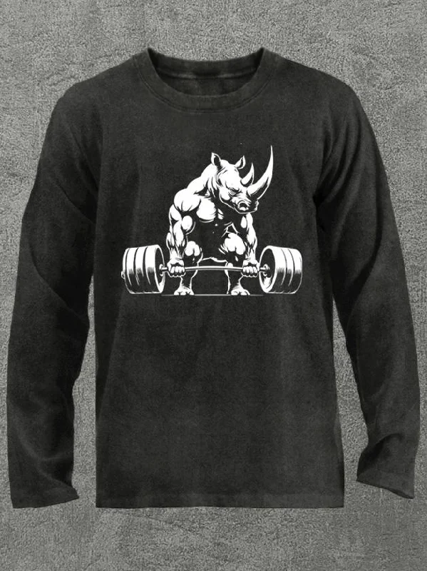 Long-Sleeve-Zip-Up-weightlifting rhino Washed Gym Long Sleeve Shirt