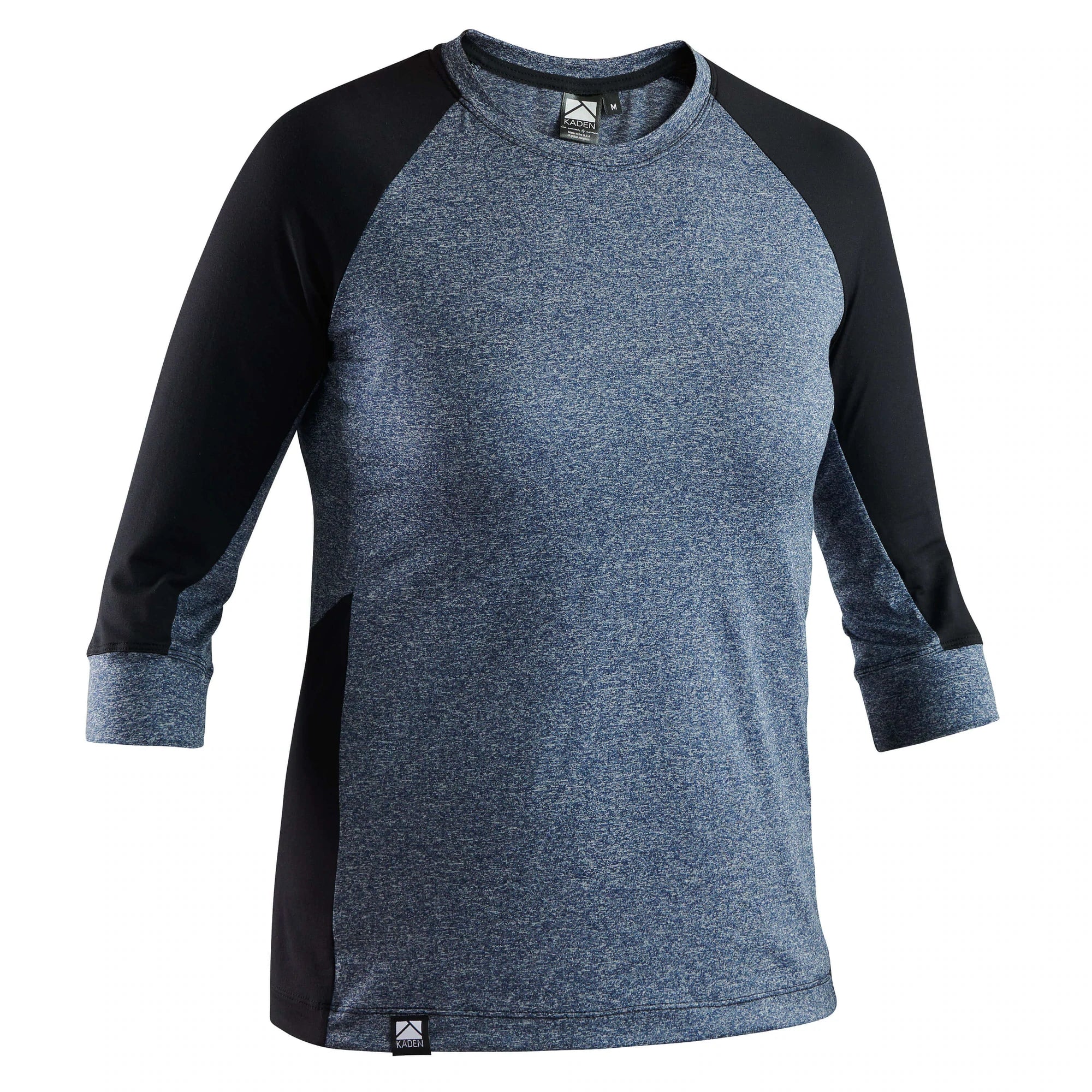 Long-Sleeve-Sportswear-Kaden Apparel Gryla 3/4 Sleeve MTB Jersey - Womens - Dark Blue-Black