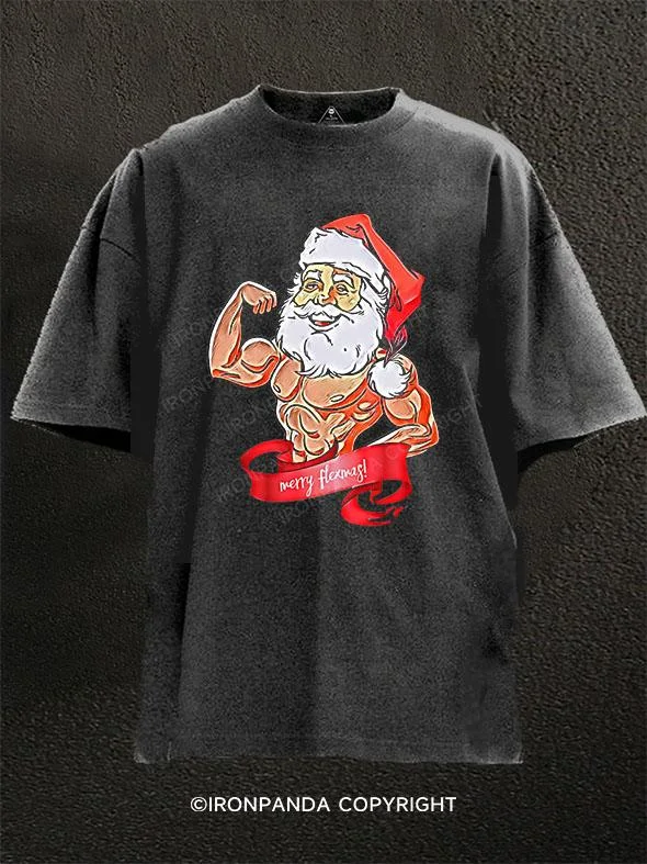 T-Shirt-Cotton-Merry Flexmas Washed Gym Shirt