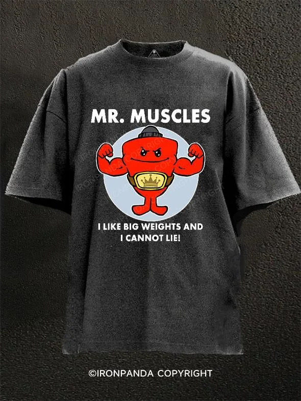 T-Shirt-Casual-Mr. Muscles Washed Gym Shirt