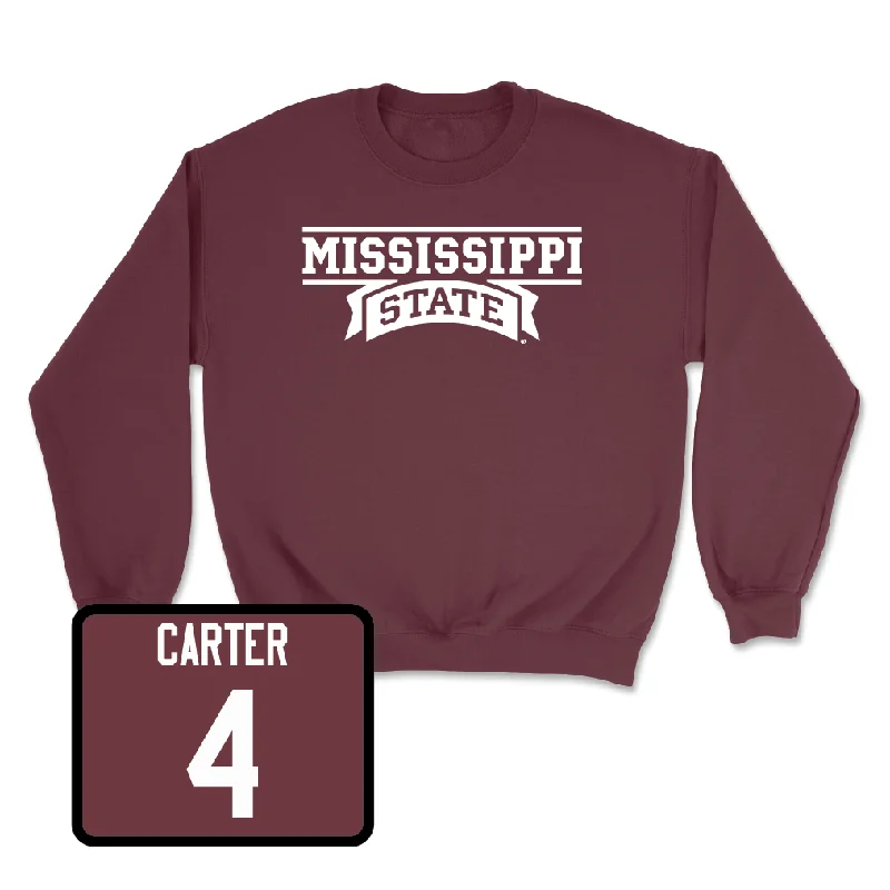 Long-Sleeve-Cropped-Maroon Women's Basketball Team Crew - Jessika Carter