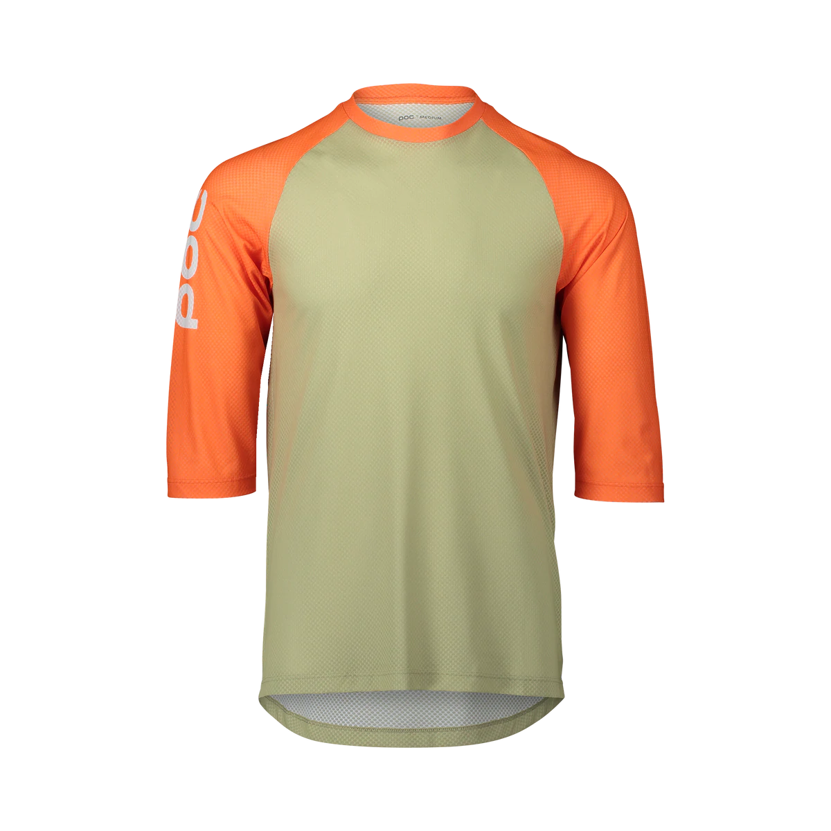 Long-Sleeve-Basketball-POC Pure 3/4 Sleeve MTB Jersey - Prehnite Green-Zink Orange