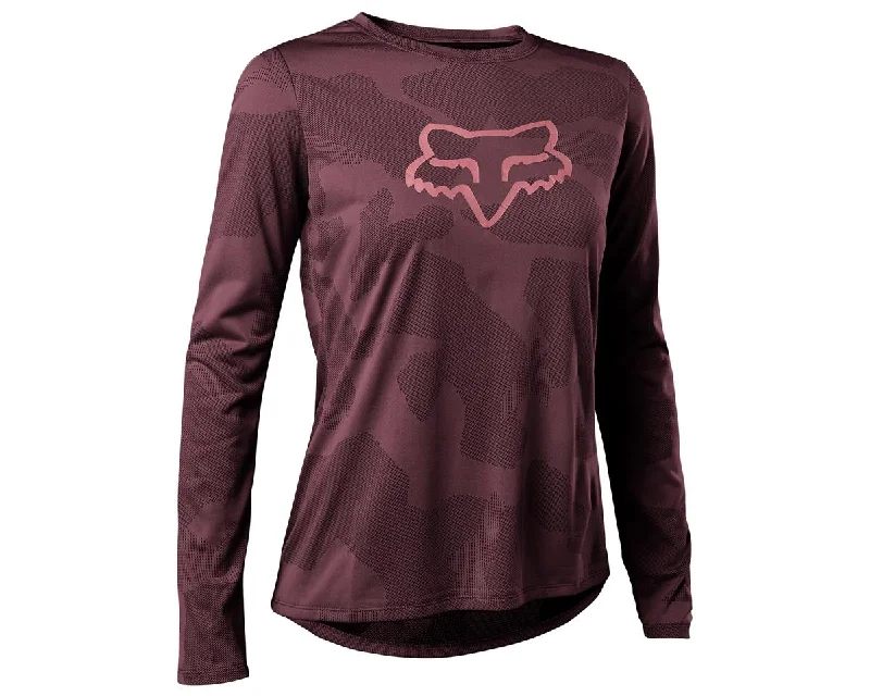 Long-Sleeve-Vegan-Fox Racing Ranger Tru Dri Long Sleeve MTB Jersey - Womens - Dark Maroon