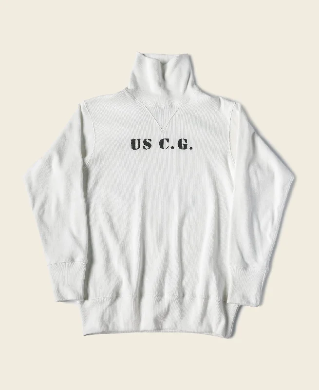 Long-Sleeve-Windproof-1930s USCG Turtleneck Thermal - White