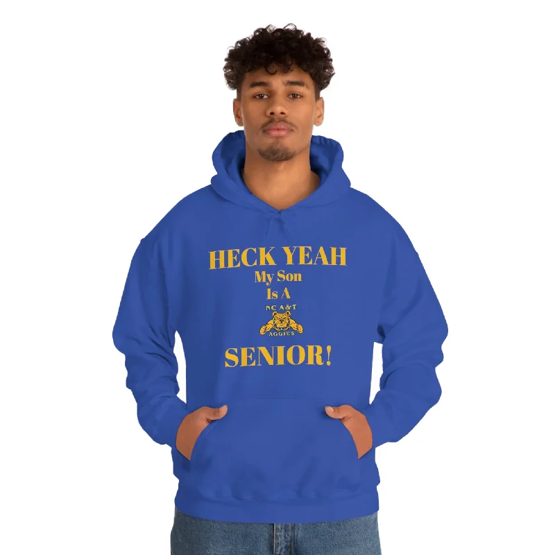 Hoodie-Purple-Heck Yeah My Son is A NC A&T Senior Unisex Heavy Blend™ Hooded Sweatshirt