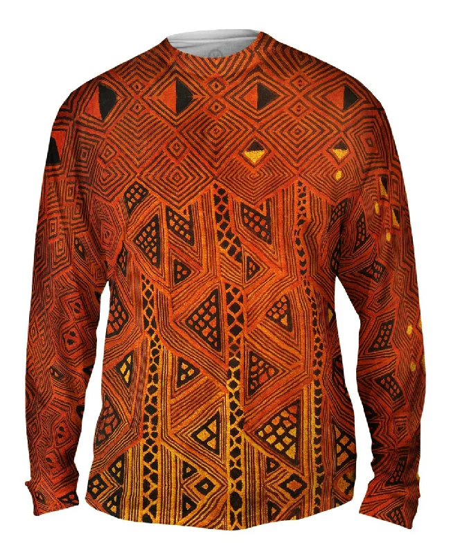 Long-Sleeve-Pink-African Tribal Kuba Cloth Triangles