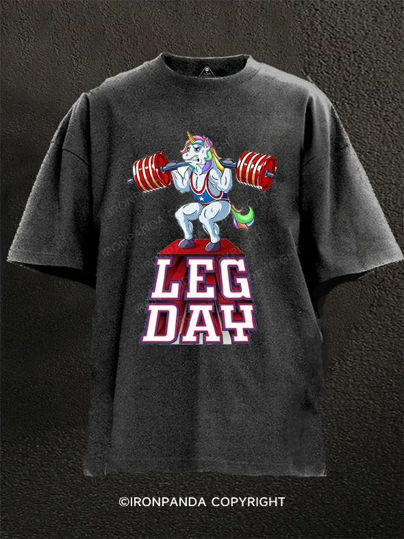 T-Shirt-90s-Style-Leg Day unicorn Washed Gym Shirt