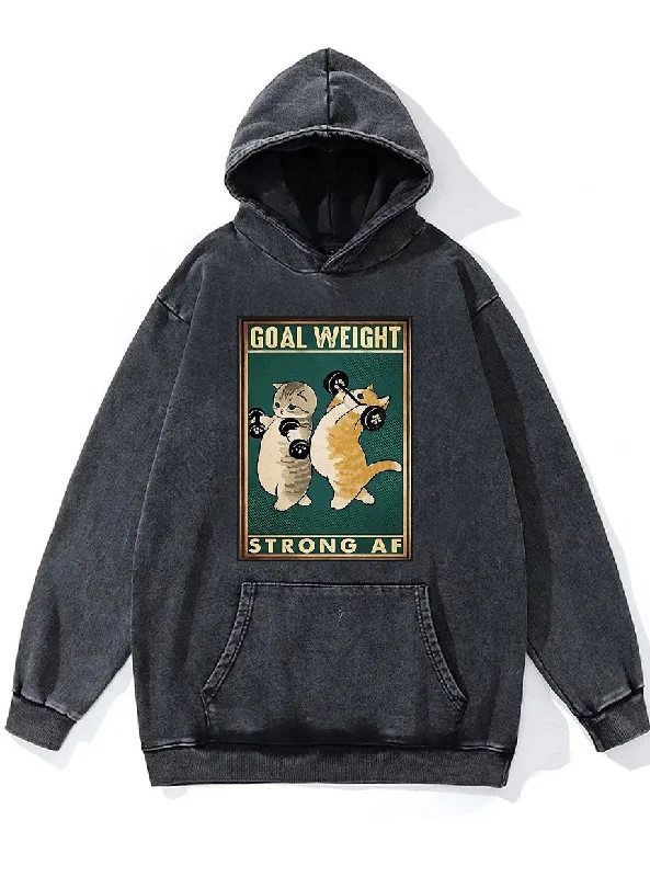 Hoodie-Beige-GOAL WEIGHT STRONG AF Washed Gym Hoodie