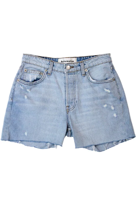 Shorts-Loose-Fit-Reformation - Distressed Denim Shorts