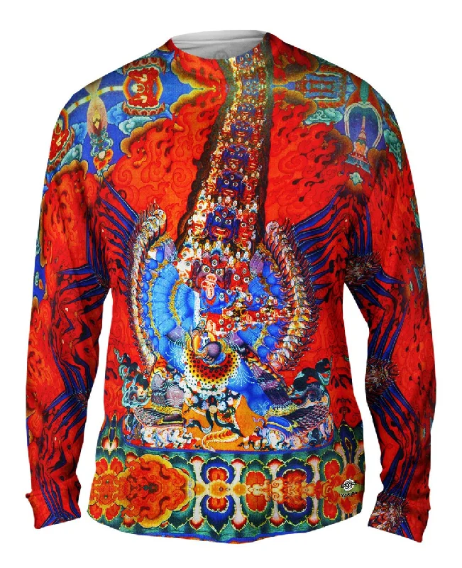 Long-Sleeve-Button-Up-"Tibetan Thangka Of The Blue Tara"