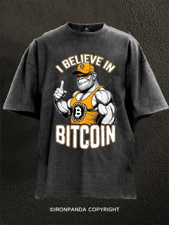 T-Shirt-Soft-I Believe in Bitcoin Washed Gym Shirt